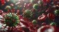 The virus and red cells.AI generated image Royalty Free Stock Photo