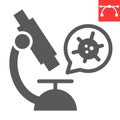 Virus research glyph icon, HIV and coronavirus, microscope sign vector graphics, editable stroke solid icon, eps 10.