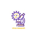 virus research vector logo with a microscope