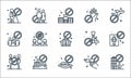 virus restrictions line icons. linear set. quality vector line set such as restricted area, no touch, no handshake, no touch,