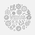 Virus round vector illustration made with viruses line icons Royalty Free Stock Photo