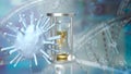 The virus and sand clock for long covid concept 3d rendering Royalty Free Stock Photo