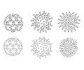Virus set, Virus particle, sign. Vector linear silhouette illustration isolated on white background Royalty Free Stock Photo