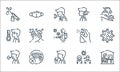 Virus spread line icons. linear set. quality vector line set such as quarantine, cough, sneeze, pandemic, mask, fever, cleaning