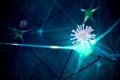 Virus spreading with neuron cell Royalty Free Stock Photo