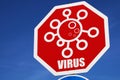 Virus stop sign concept with blue sky background Royalty Free Stock Photo