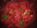 Virus with streaming blood cells Royalty Free Stock Photo