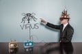 Virus text with vintage businessman Royalty Free Stock Photo