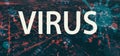 Virus theme with downtown Los Angeles at night Royalty Free Stock Photo