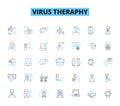 Virus theraphy linear icons set. Immunotherapy, Gene therapy, Antivirals, Vaccines, Antibodies, Retrovirus, Oncolytic
