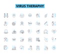 Virus theraphy linear icons set. Immunotherapy, Gene therapy, Antivirals, Vaccines, Antibodies, Retrovirus, Oncolytic Royalty Free Stock Photo