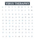 Virus theraphy vector line icons set. Antiviral, Viruscide, Remedial, Vaccine, Bioinhibitor, Prophylactic, Syntropic