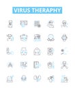 Virus theraphy vector line icons set. Antiviral, Viruscide, Remedial, Vaccine, Bioinhibitor, Prophylactic, Syntropic