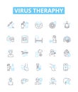 Virus theraphy vector line icons set. Antiviral, Viruscide, Remedial, Vaccine, Bioinhibitor, Prophylactic, Syntropic