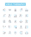 Virus theraphy vector line icons set. Antiviral, Viruscide, Remedial, Vaccine, Bioinhibitor, Prophylactic, Syntropic