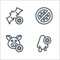 Virus transmission line icons. linear set. quality vector line set such as snot, pig, banned