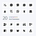 20 Virus Transmission Solid Glyph icon Pack. like elucation. organ. face. lung. anatomy