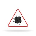 Virus triangle sign. Coronavirus warning icon. Infection stop sign. Caution or danger illustration. Vector EPS 10 Royalty Free Stock Photo