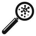 Virus under magnifier icon, simple style