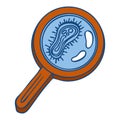 Virus under magnify glass icon, hand drawn style