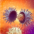 Virus variant, coronavirus, spike protein. Deltacron. Covid-19 seen under the microscope