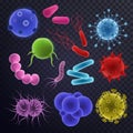 Virus vector bacterial infection virus-like illness illustration virulent set of microbiology organisms microbe or