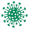 Virus vector illustration. Coronavirus pandemic cell. Green COVID-19 germ in spherical shape. Pathogen bacteria. Virus