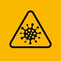 Virus warning and attention symbol. Exclamation mark health danger roadsign, epidemic and pandemic sign. Medical Royalty Free Stock Photo