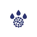 virus and water drops icon on white