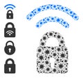 Virus Wi-Fi Lock Collage Icon and Bonus Icons