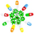 Viruses are attacked by vitamins Royalty Free Stock Photo