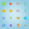 Viruses and bacteria icons set, cartoon style Royalty Free Stock Photo