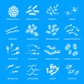 Viruses and bacteria icons set, simple style Royalty Free Stock Photo