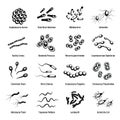 Viruses and bacteria icons set, simple style Royalty Free Stock Photo