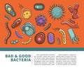 Viruses medical or healthcare and bacteriology science vector flat poster design Royalty Free Stock Photo
