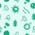 Viruses and Bacteria pattern, Germs microorganism pattern. Vector Illustration