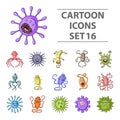 Viruses and bacteries set icons in cartoon style. Big collection of viruses and bacteries vector symbol stock Royalty Free Stock Photo