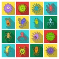 Viruses and bacteries set icons in flat style. Big collection of viruses and bacteries vector symbol stock illustration Royalty Free Stock Photo