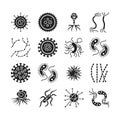 Viruses black glyph icons set. Respiratory infections. Bacteria, microorganisms signs. Microscopic germ cause diseases concept. Royalty Free Stock Photo