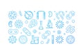 Viruses blue outline banner made with virus icons