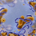 Viruses and cells background. Flu Infection and realistic microscope objects, germs and bacteria banner and poster