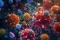 Viruses cells closeup