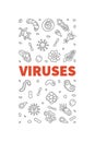 Viruses concept outline vertical banner made with bacteria symbols. Vector illustration Royalty Free Stock Photo