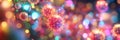 Viruses engaging with cells in a colorful microscopic environment. Generative AI