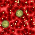 Viruses infect the human blood, flowing virus spheres