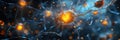 Viruses invade cells, demonstrating mechanisms of infection and interaction with cellular structures during biological