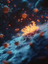 Viruses invading cells during active infection process showcasing intricate interactions. Generative AI