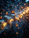 Viruses invading cells in a dynamic representation of cellular interaction and infection processes. Generative AI