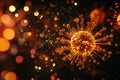Viruses invading human cells in a colorful and dynamic representation of cellular activity and viral behavior