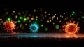 Viruses invading human cells in a dynamic representation of infection. Generative AI